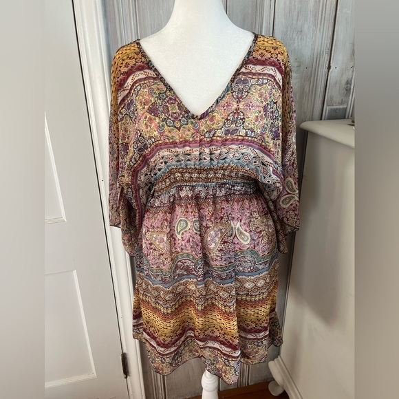 y2k inspired butterfly dress/top/swim coverup semi sheer sz lg boho fairy goth - Picture 7 of 12